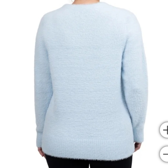 Bleu Gray Eyelash Sweater Women's Small Blue Solid Cozy Crewneck Top - Picture 12 of 13